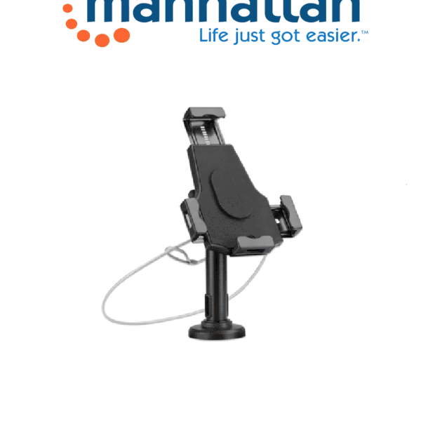 Manhattan 462112 - Soporte Para Tablet O Ipad 2 En 1 / Soporte De Escritorio Con Cerradura Y Soporte De Montaje En Pared/