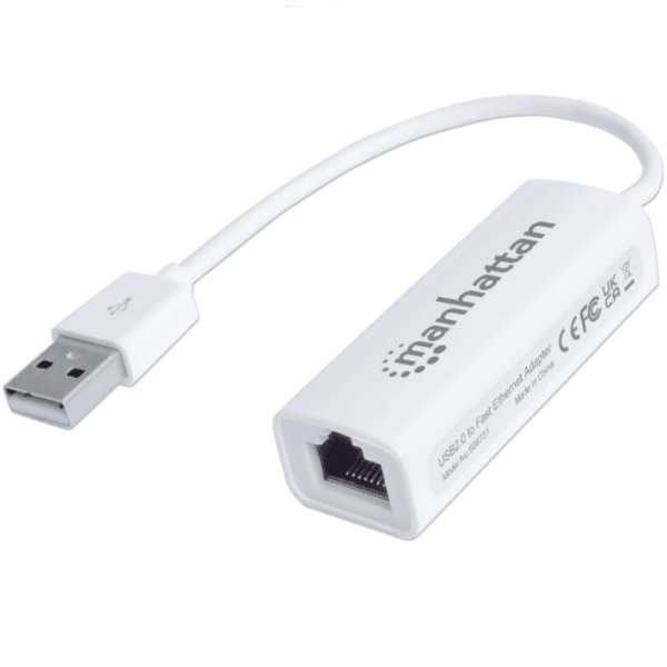 Manhattan 506731 - Adaptador Fast Ethernet Usb De Alta Velocidad 2.0/ Velocidad Hasta 100 Mbps Fast Ethernet/ Hot Swap/ Full Dúplex Con Detección Automática De La Velocidad/ Certificaciones: Fcc Clase B, Marca Ce, Rohs/