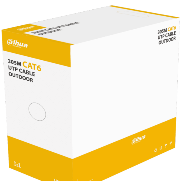 Dahua Pfm920-6U - Bobina De Cable Utp Cat6 Para Exterior Dahua Pfm920-6U. Con 305 Metros De 100% Cobre, Cubierta Mdpe Resistente Y Color Negro, Cumple Con Ansi/Tia 568-C.2, Rohs, Y Es Retardante De Flama, Ideal Para Instalaciones Seguras.