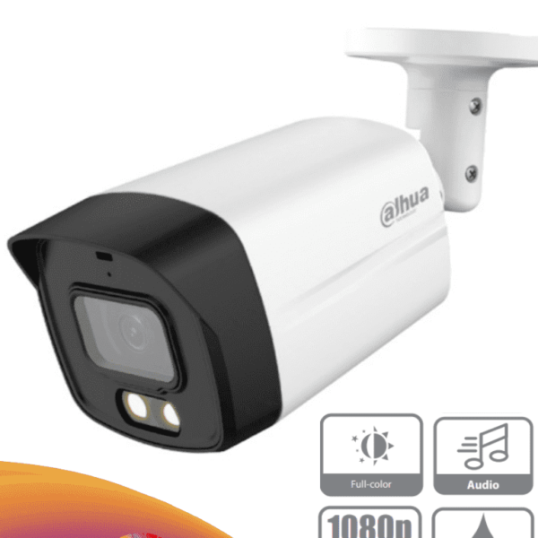 Dahua Hac-Hfw1209Tlmn-A-Led - Camara Bullet Full Color De 2 Megapixeles/ 1080P/ Lente De 2.8Mm/ 108 Grados De Apertura/ Microfono Integrado/ 40 Metros De Iluminación/ Dwdr/ Ip67/ Metalica+Policarbonato/