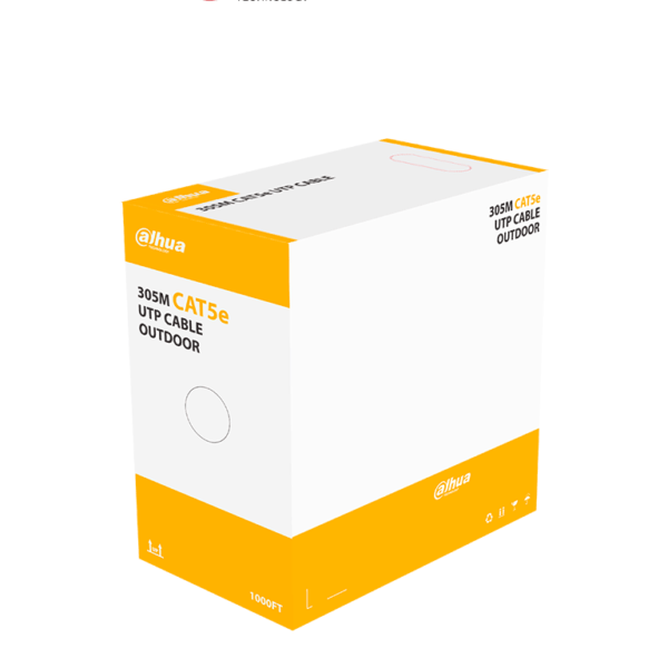 Dahua Pfm920-5Eu - Bobina De Cable Utp Para Exterior Cat 5E/ 100% Cobre/ 305 Metros/ Color Negro/ Cubierta Exterior Mdpe/ Cumple Con Estandares Ansi/Tia 568-C.2/ Retardante De Llama/ Rohs/