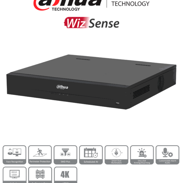 Dahua Dh-Xvr5416L-4Kl-I3 - Dvr De 16 Canales, Resolución 4K, Wizsense, H.265+, Ia Avanzada, 4 Bahías Para Discos Duros, Soporte Para 16 Canales Ip Adicionales (32 En Total), 2 Canales De Reconocimiento Facial, Smd Plus, Y Funciones Iot Y Pos.