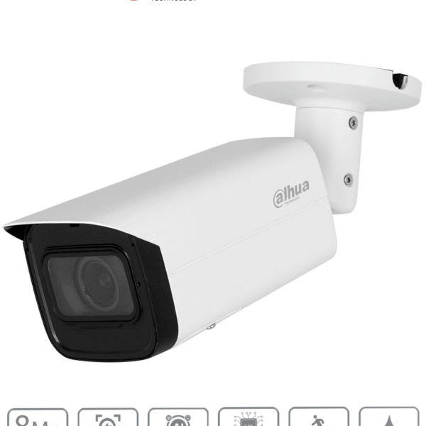 Dahua Ipc-Hfw3841T-Zas-S2 Cámara Ip Bullet 4K De 8 Mp, Lente Motorizado 2.7-13.5 Mm, Ángulo 109°, Ir 60M, Ia Wizsense, Detección De Movimiento Inteligente, Protección Perimetral, Poe, Wdr, H.265+, Ip67, Entrada/Salida Alarma Y Audio.