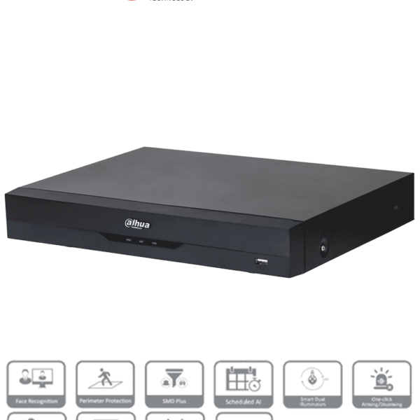 Dahua Xvr5116He-4Kl-I3 - Dvr 16 Canales 4K Con Ia, Wizsense, H.265+, 16 Canales Hdcvi+Ip (32 Ch Máx.), Reconocimiento Facial, Smd Plus, Protección Perimetral, 16&3 E&S Alarma, 1 Puerto Sata.