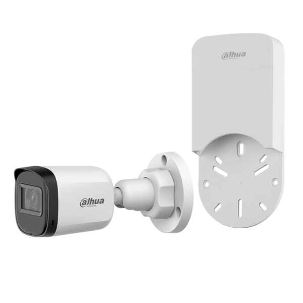 Dahua Hac-B1A21N-U + Dh-Pfa12A- Paquete De Cámara Bullet De 2 Mp, Lente De 3.6 Mm Y Ángulo De Visión De 80°. Visión Nocturna Ir De 30 M, Resistencia Ip67. Incluye Caja De Conexiones Pfa12A De Policarbonato Resistente, Ideal Para Exteriores.