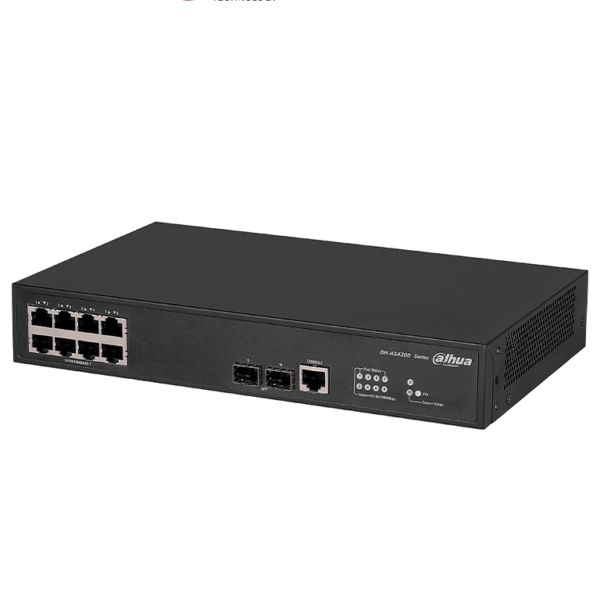Dahua Dh-As4300-8Gt2Gf- Switch Gigabit Administrable De Capa 2 Con 8 Puertos10/100/1000 Base-T Y2 Ranuras Sfp D 1Gbps. Ofrece Una Capacidad De Switching De 20Gbps Y Viene Con Una Robusta Carcasa Metálica, Ideal Para Redes De Alto Rendimiento #Rem