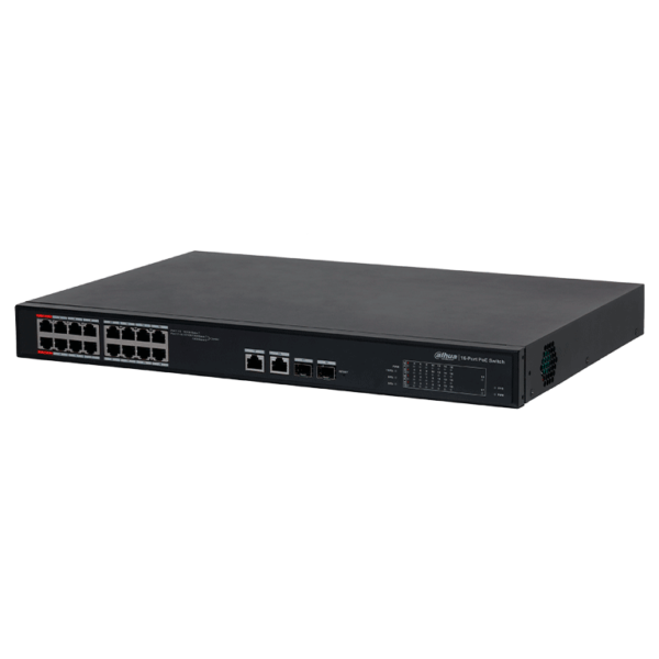 Dahua Dh-S4101-16Et2Gf-240-C Switch Poe Administrable En La Nube De 18 Puertos Ethernet/ 16 Puertos Poe/ 240 Watts Totales/ 2 Puertos Sfp/2 Puertos Uplink/ Poe Watchdog/ Switching 7.2 Gbps/ Plataforma Dolynlk Care