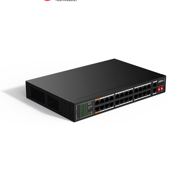 Dahua Dh-Sf1026Lp - Switch Poe Fast Ethernet De 26 Puertos/ Hasta 190 Watts Totales/ 24 Puertos Poe 10/100/ 2 Puertos Uplink 10/100/1000/ Switching 8.8 Gbps/ Standares: Ieee802.3Af; Ieee802.3At; Hi-Poe/ Poe Hasta 250 Metros/ #Lonuevo #Swda