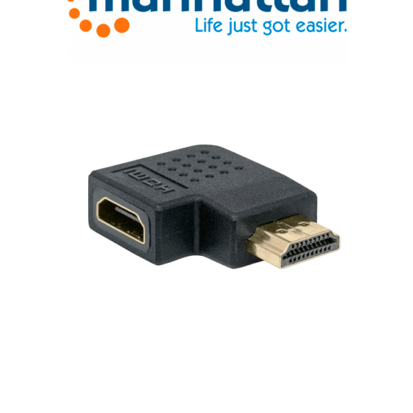 Manhattan 353489 - Adaptador Hdmi Hdmi A Hembra A A Macho, Ángulo Izquierdo De 90°