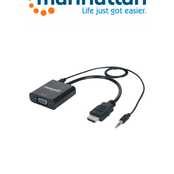 Manhattan 151559 - Convertidor Hdmi A Vga / Hdmi Macho A Vga Hembra / Con Audio / Color Negro