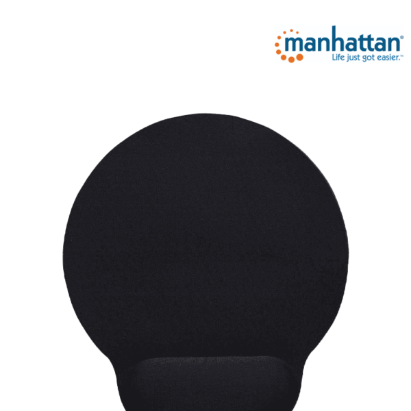 Manhattan 434362 Mouse Pad Con Descansa Muñecas El Material De Gel Promueve La Posición Adecuada De La Mano Y La Muñeca, Negro