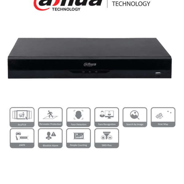 Dahua Nvr5216-16P-Ei Nvr Ip Wizsense De 16 Canales 1U/ 16Poe/ 2Hdd/ H.265+/H.265/ 384 Mbps/ Acupick / N+M Cluster/ Ia Por Grabador: Fd Y Fr /Protección Perimetral/ Smd Plus