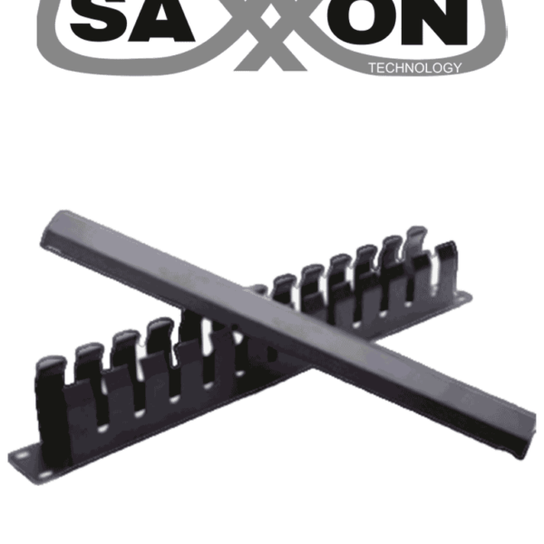 Saxxon Sxorgnet24P - Organizador De Cables Horizontal Con Tapa Para Rack De19" / 1U / 24 Posiciones / Color Negro / Tapa Y Base Metálica