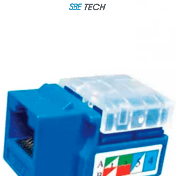 Sbetech 2302Bl- Módulo Jack Keystone Rj45, 8 Hilos, Cat 5E, Compatible Con Calibres Awg 22-26, Color Azul