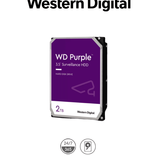Western Digital Wd23Purz - Disco Duro De 2Tb / Serie Purple Para Videovigilancia / Trabajo 24/7/ Interface: Sata 6 Gb/S/ Hasta 64 Cámaras/ Hasta 8 Bahías De Discos Duros/ 3 Años De Garantía #Viva