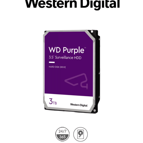 Western Wd33Purz - Disco Duro De 3Tb Purple/ Especial Para Videovigilancia/ Trabajo 24/7/ Interface: Sata 6 Gb/S/ Hasta 64 Cámaras/ Hasta 16 Bahías De Discos Duros/ 3 Años De Garantía / 6Gb/S