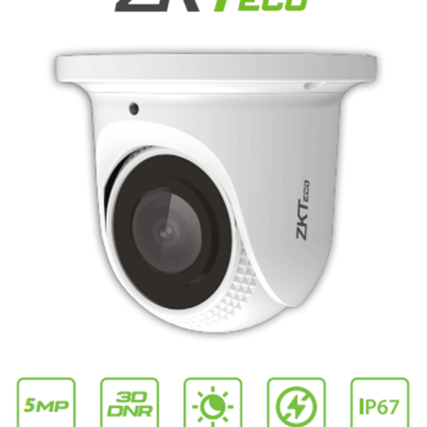 Zkteco Es855P21Cs7Mi- Cámara Ip Domo 5 Megapíxeles / Compresión H.265 / Lente De 2.8 Mm / Alcance Ir 30 Mts / Micrófono Integrado / Carcasa Metálica / Poe / Ip67 / P2P / Onvif Profile S