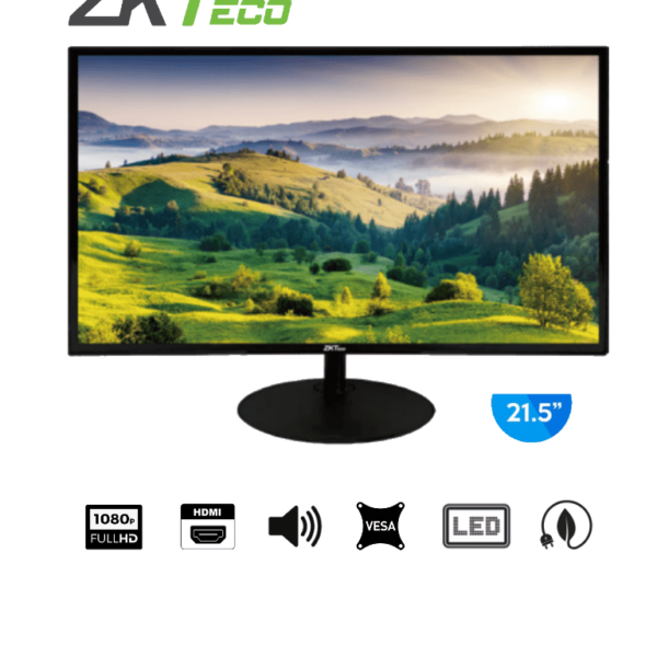 Zkteco Zd222K - Monitor Led Full Hd De 21.5 Pulgadas / Resolución 1920 X 1080 / 1 Entrada De Video Hdmi Y 1 Vga / Altavoces Incorporados / Ángulo De Visión Horizontal 170° / Soporte Vesa / Ahorro De Energía / 24/7 / Incluye Cable Hdmi