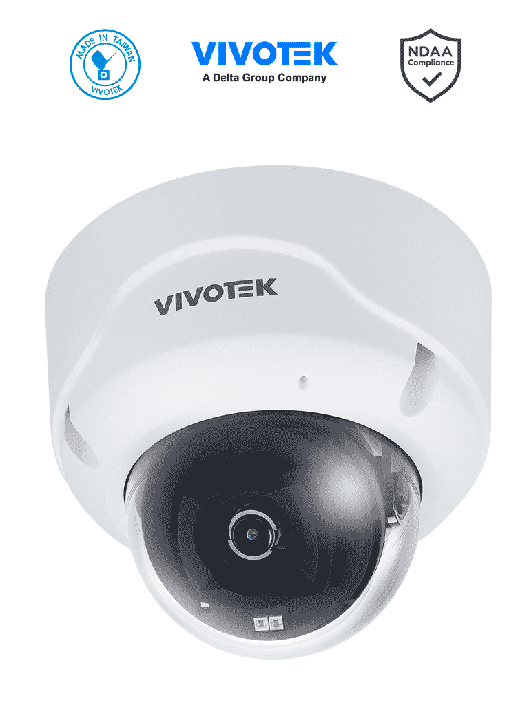 Vivotek Fd9389-Ehv-V3 - Cámara Ip Domo Exterior 5 Megapixeles, Ir 40Mts, Real Sight Engine Ia, Wdr Pro, Micrófono Integrado, Lente Fijo 2.8 Mm, Protección Ip66, Ik10, Nema4X, Ciberseguridad Trend Micro, Ia Deep Search, Ia Smart Vca, Di/Do, Ndaa