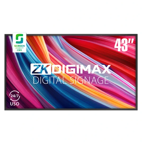 Zkdigimax Dg03A1W43 – Pantalla Lcd Profesional 43", Resolución 4K Uhd, Android 9, 500 Nits, Reproducción Inalámbrica, Videowall 5X5, Uso 24/7