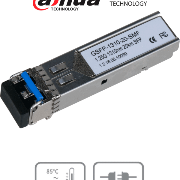 Dahua Gsfp-1310-20-Smf Módulo Óptico Gigabit/ Doble Fibra Monomodo/ Puerto Lc/ Envío De 1310Nm Y Recepción De 1310Nm/ Distancia De Transmisión Hasta 20 Km