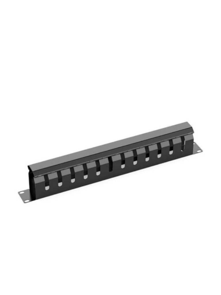 Saxxon Co-24P - Organizador De Cables Horizontal Con Tapa Para Rack De19" / 1U / 24 Posiciones / Color Negro / Tapa Y Base Metálica