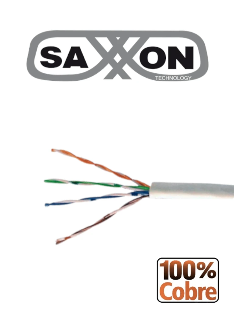 Saxxon Owc6Copout100Wh - Bobina De Cable Utp Cat6 100% Cobre/ 100 Metros/ Uso Exterior/ Color Blnco Cubierta Ldpe/ 4 Pares/ Soporta Pruebas De Rendimiento/ Cumple Con Estandares Iso / Iec 11801 Ed2; Eia / Tia568B/ Ul/ Ideal Para Cableado De Redes Y Video/
