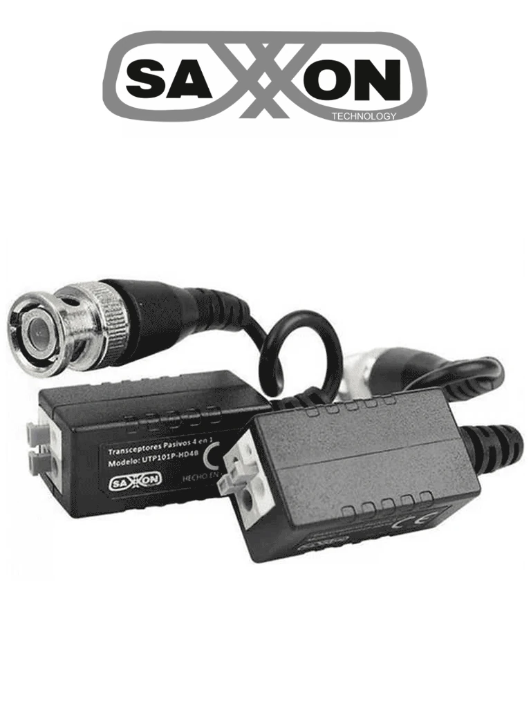 Saxxon Vb-03 Par De Transceptores Pasivos (Video Baluns) Soporta 4Mp A 200M, 1080P A 250M, 720P A 300M En Cvi. Compatible Con Hdcvi, Tvi, Ahd Y Cvbs. Incluye 2 Terminales Push Para Fácil Conexión