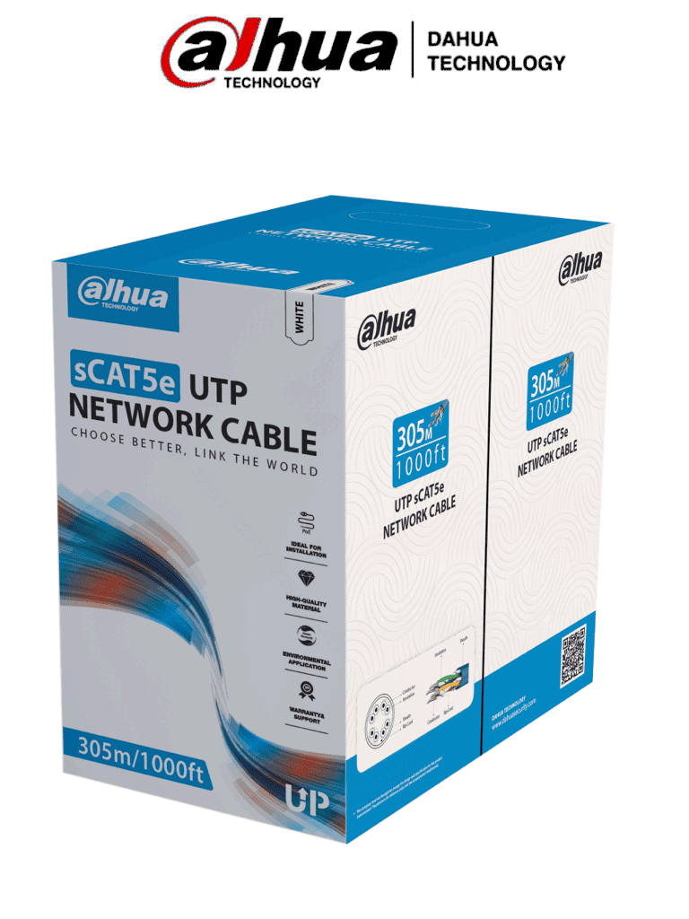 Dahua Dh-Pfm920I-5Eun - Bobina De Cable Utp Blanco, 100% Cobre, Categoría 5E, 305 Metros. Ideal Para Video Y Redes, Cumple Con Cpr Eca Y Es Compatible Con Alimentación Poe Para Un Rendimiento Óptimo. #Acong