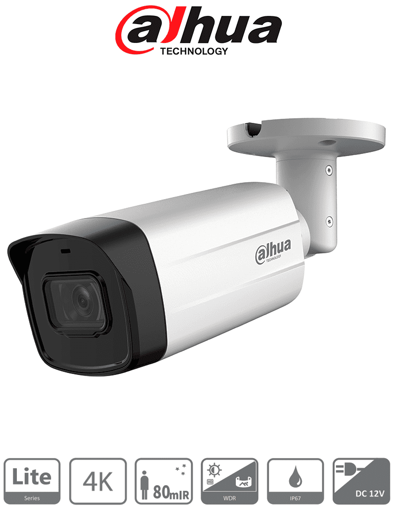 Dahua Dh-Hac-Hfw1801Tmn-I8-A-S3 - Camara Bullet 4K/ Tecnología Super Adapt/ Lente De 2.8 Mm Con Apertura Hasta 106 Grados/ Ir Inteligente De Hasta 80 Mts/ Wdr Real De 120 Db/ Soporta: Cvi/Tvi/Ahd/Cvbs/ Ip67/ Metálica/