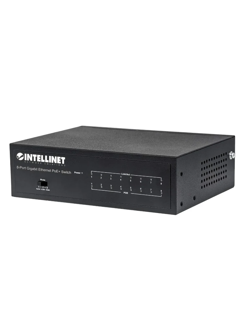 Intellinet - 561204 - Switch Poe+ Gigabit Ethernet De 8 Puertos / Ieee 802.3At/Af Power Over Ethernet (Poe+/Poe) Compatible, 60 W, Escritorio