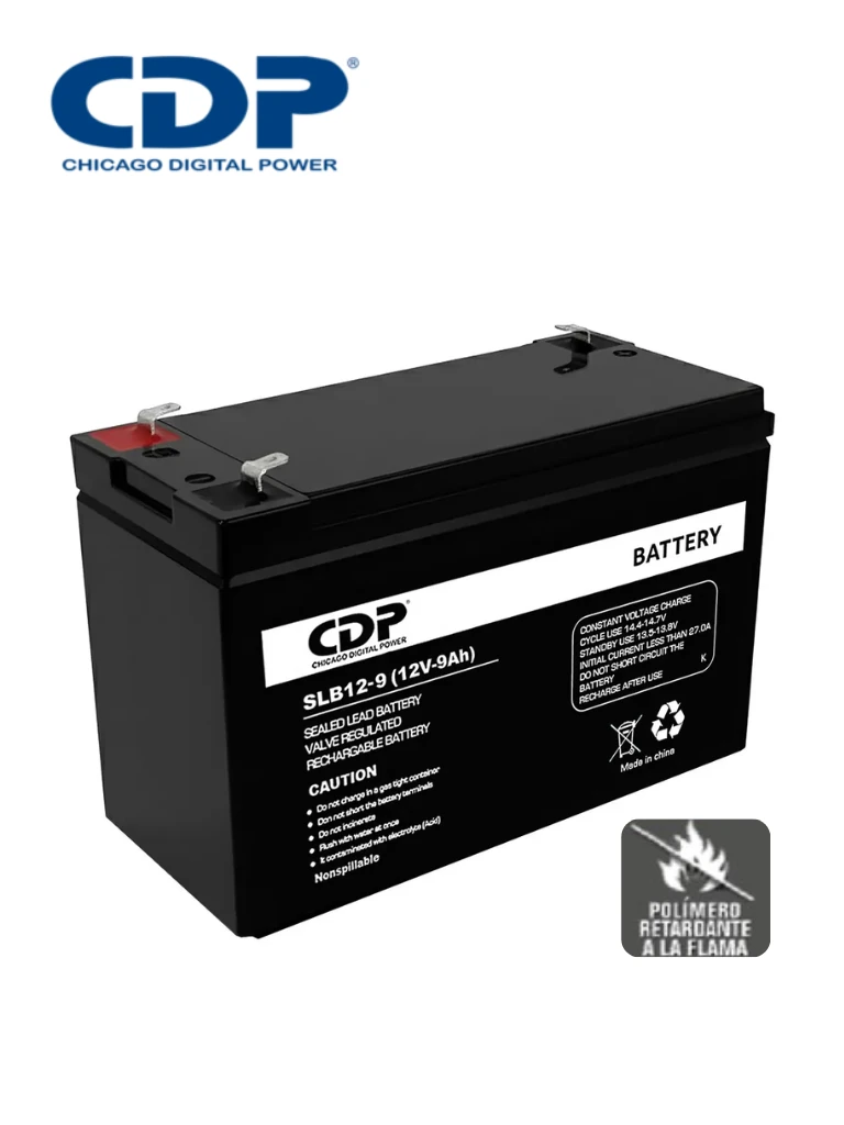 Cdp - B-12/9 Slb 12-9 - Bateria De Respaldo / 12V A 9A / Libre De Mantenimiento / Fácil Instalación / Compatible Con Cctv Y Dsc #Promocdp
