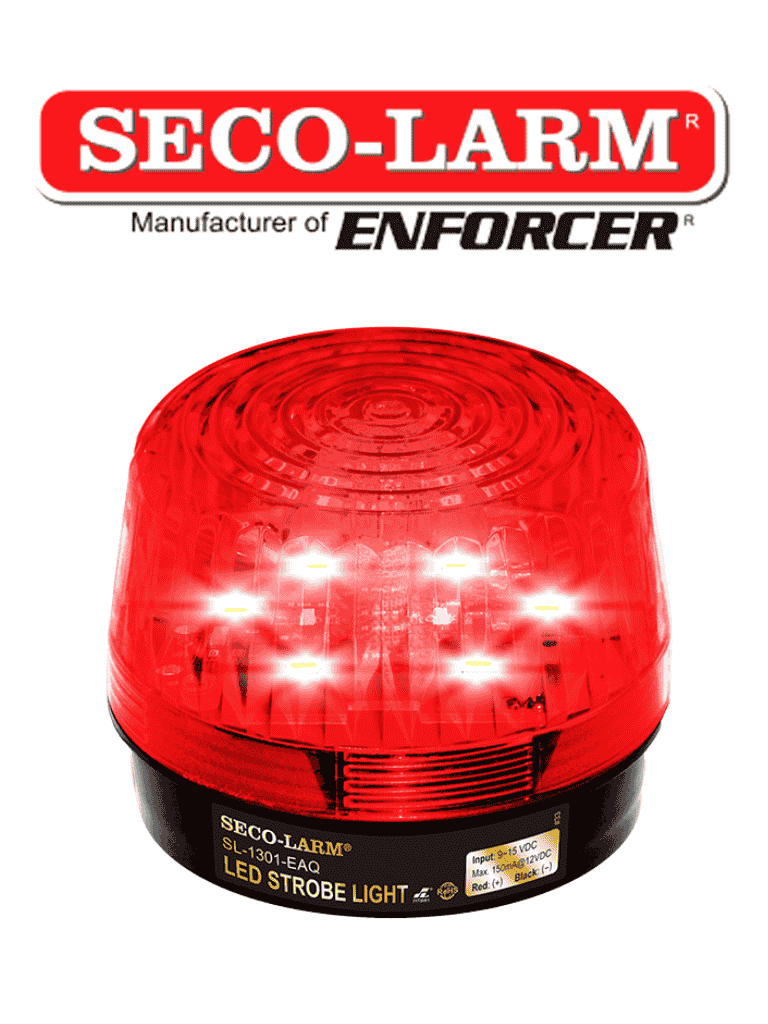 Seco-Larm Sl1301Eaqr - Luz Estroboscópica Led Alámbrica, De 9 A 15 Vdc, Roja Compatible Ihorn / Risco / Dsc / Bosch