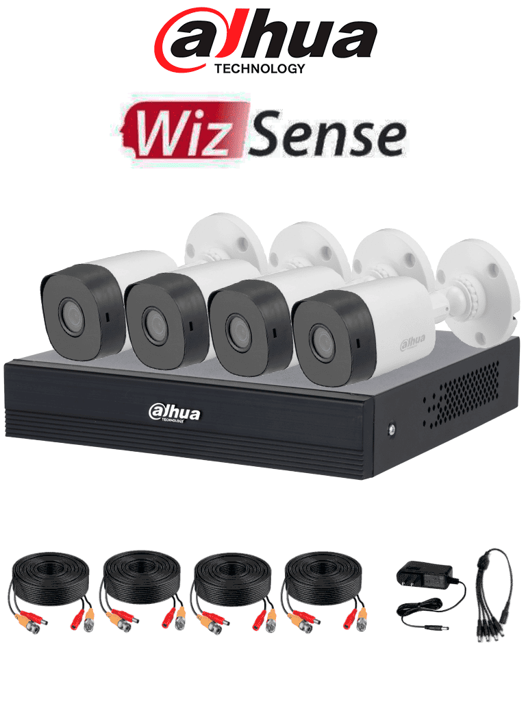 Dahua Dhi-Kit/Xvr1B04-I/T/4-B1A11N-0280B - Kit De 4 Canales Hd/ Cámaras B1A11 De 1 Mp/ Lente De 2.8Mm/ Soporta 4 Canales Más 1 Ip O Hasta 5 Canales Ip/ Smd Plus / Compresión H.265/ Cámaras De Policarbonato/ #Cooperu #Ckits