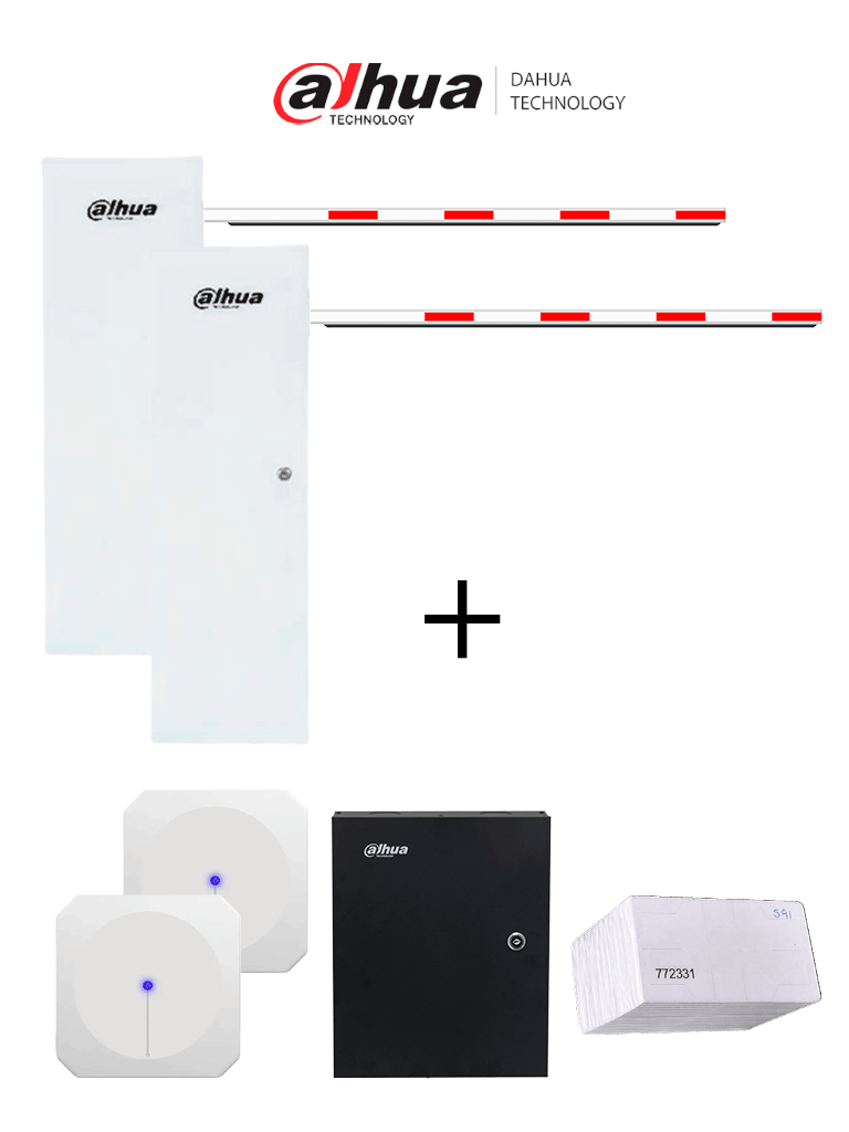 Dhi-Ipmecd1062Uhf - Dahua Paquete De Control De Acceso Vehicular Con Lectoras De Largo Alcance Uhf De 6 Metros Y Barreras De 4 Metros