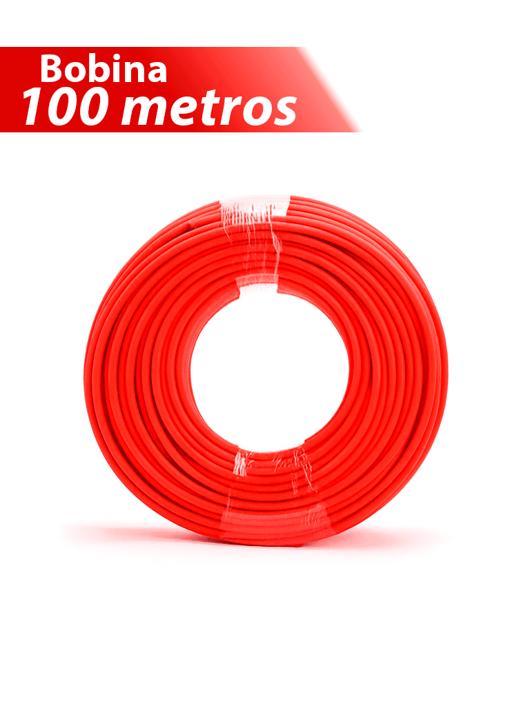 Cable Fotovoltaico Carrete 100 Metros Lineales Color Rojo 6Mm2 / Calibre 10Awg / Cubierta Libre De Halógenos Cero Propagación De Llama / 1.0/1Kvac, 1500Dc