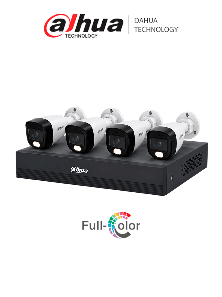 Dahua Dh-Kit/Xvr1B04-I/T/4-Hfw1209Cn-A-Led-0280B- Kit De 4 Canales Full Color De 2 Mp. Incluye 4 Cámaras Hfw1209Cn-A-Led-0280B, Dvr Cooper-I Wizsense, Con Ia, H.265+, Y 4 Canales + 1 Ip (O Hasta 5 Canales Ip). Búsqueda Avanzada De Humanos/ #Npahdcvi
