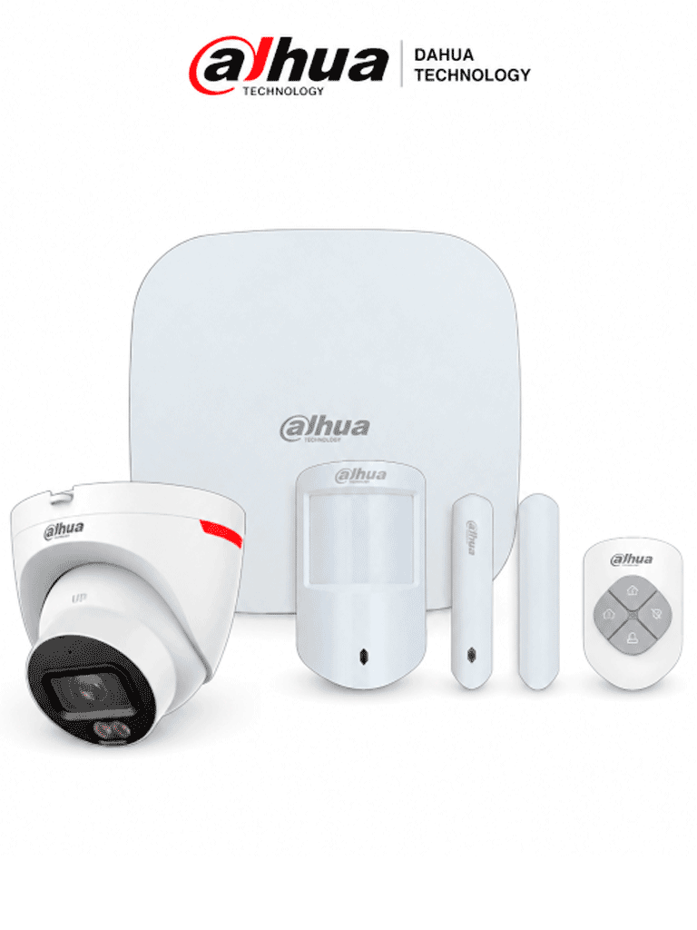 Dahua Paquete Home Security - Paquete De Intrusión Diseñado Para Videoverificación, Incluye: Kit De Intrusión Inalámbrico + Cámara Wizcolor De 2 Mp, App Dmss, Frecuencia 433 Mhz, Tecnología: Airshield
