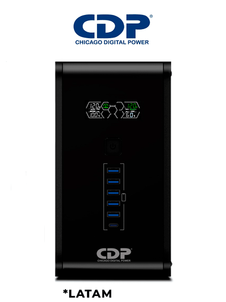 Cdp R-Smart 1010 - Ups 1000Va / 500W / Pantalla Lcd / 10 Terminales De Salida / 5 Salidas Con Respaldo Y Regulación Avr / 5 Salidas Con Supresión De Picos / 2 Terminales De Salida Programables / 5Min. De Respaldo A Plena Carga