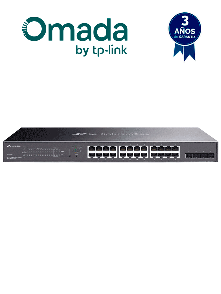 Tp-Link Tl-Sg2428P - Switch Jetstream Poe Administrable Con 24 Puertos 10/100/1000 Mbps Y 4 Puertos Sfp. Incluye 24 Puertos Poe Con Una Capacidad Total De 250W, Y Es Compatible Con Administración Centralizada Omada Sdn.