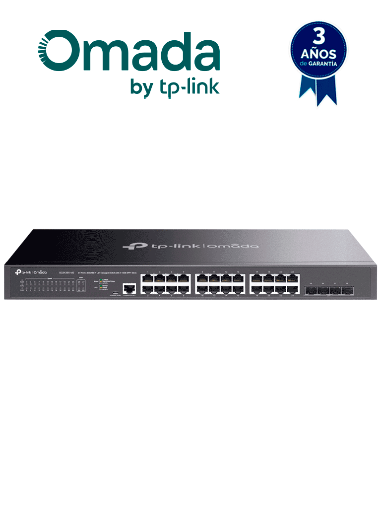 Tp-Link Tl-Sg3428X-M2 - Switch Administable Con Funciones L2+ Omada, Con 24 Puertos Rj45 De 2.5Gbe , 4 Puertos Sfp+ 10G , Gestión En La Nube Con Omada , Dhcp Snooping, 802.1X, Autenticación Radius , Acl , Qos L2/L3/L4 Y Igmp Snooping.